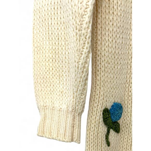 VINTAGE 50's-60 S Oversized Pullover Sweater Mini Dress Tunic Floral Accents - Picture 3 of 9